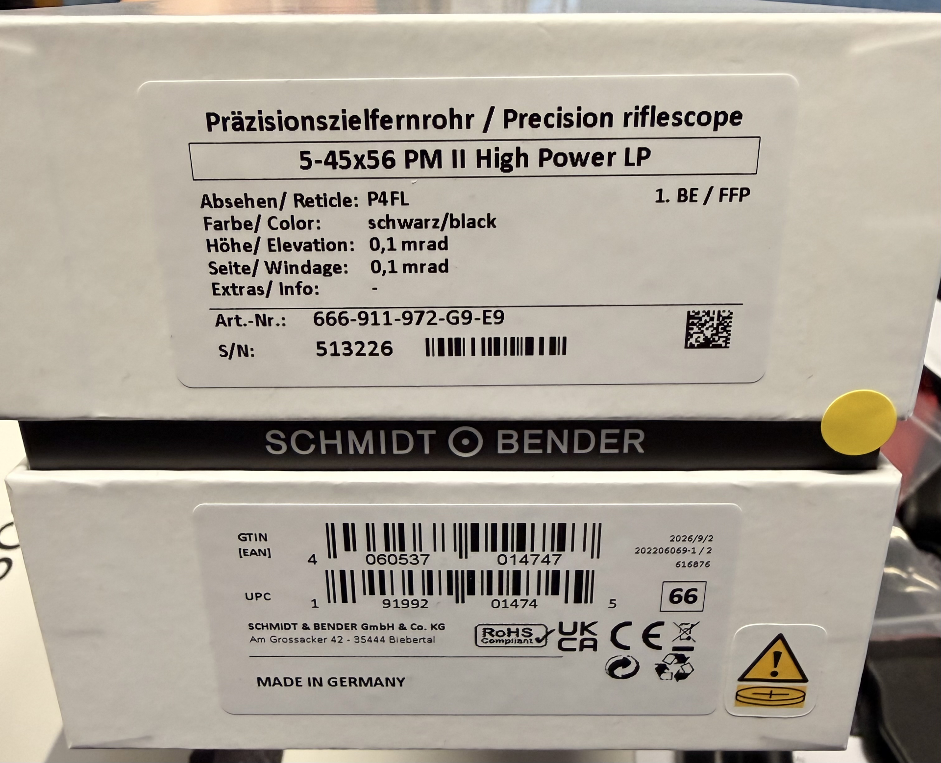 Schmidt und Bender 5-45x56 PMII High Power LP Art. 666-911-972-G9-E9 – Bild 1
