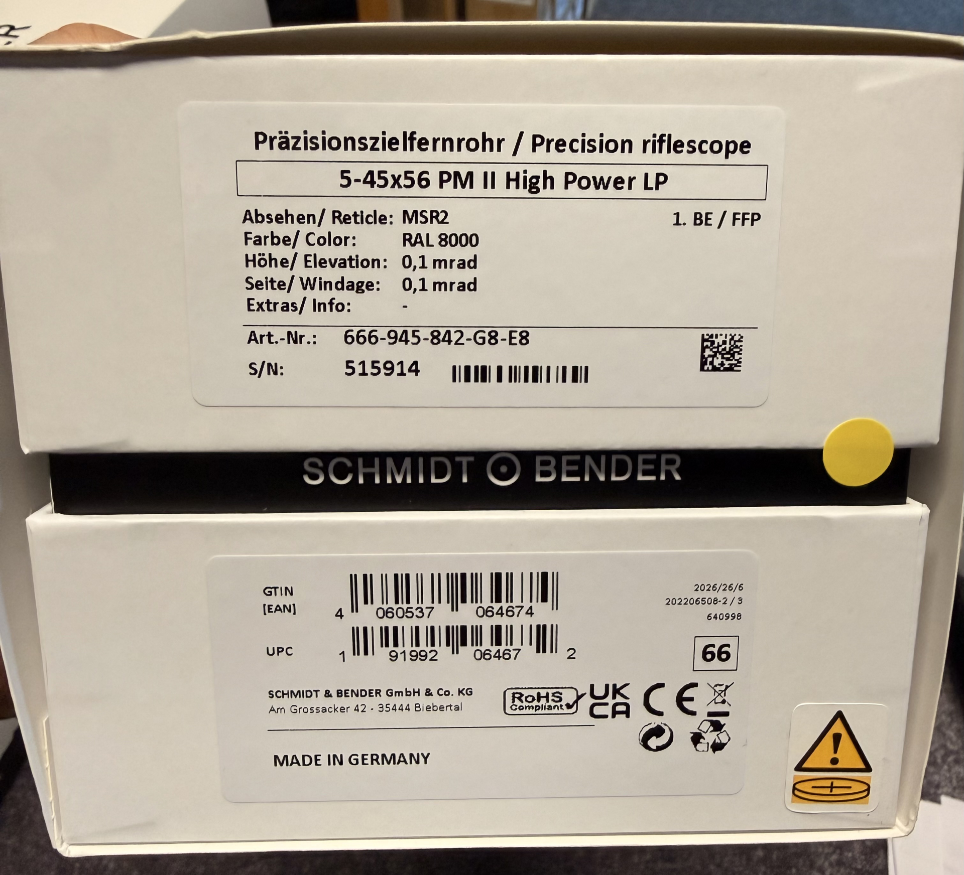 Schmidt und Bender 5-45x56 PMII High Power LP Art. 666-945-842-G8-E8 – Bild 1