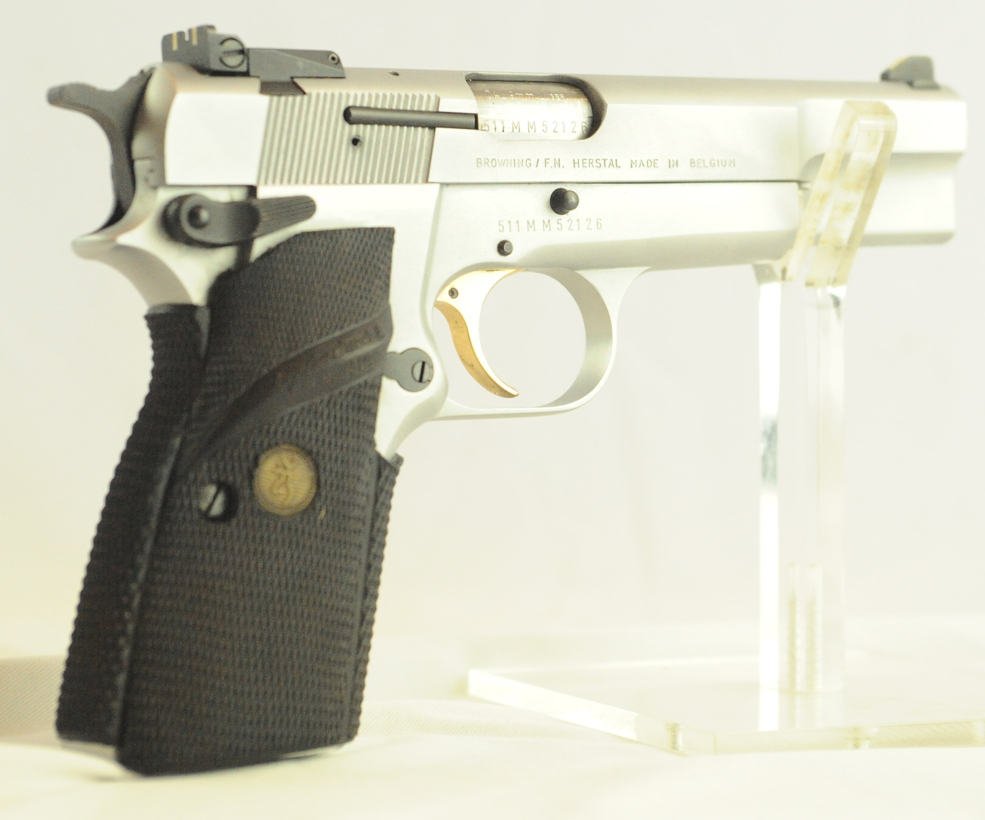 Browning Pistole GP Silver Chrome; Signature Model ; Kal. 9mm ; goldener Abzug – Bild 1