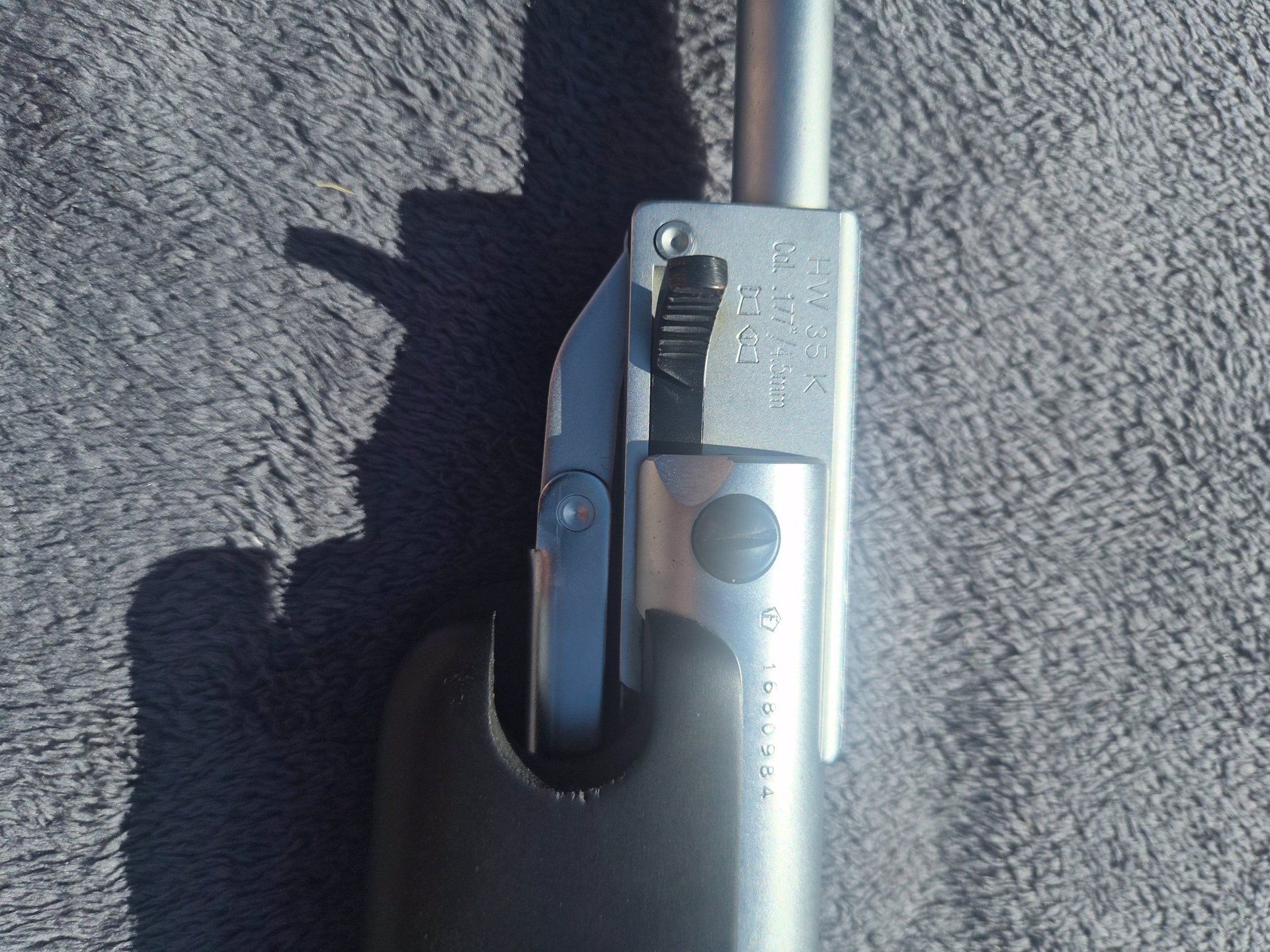Luftgewehr Weihrauch HW 35 K (Stainless-Look) + Hubertus ZF 4x32 + Schalldämpfer – Bild 3