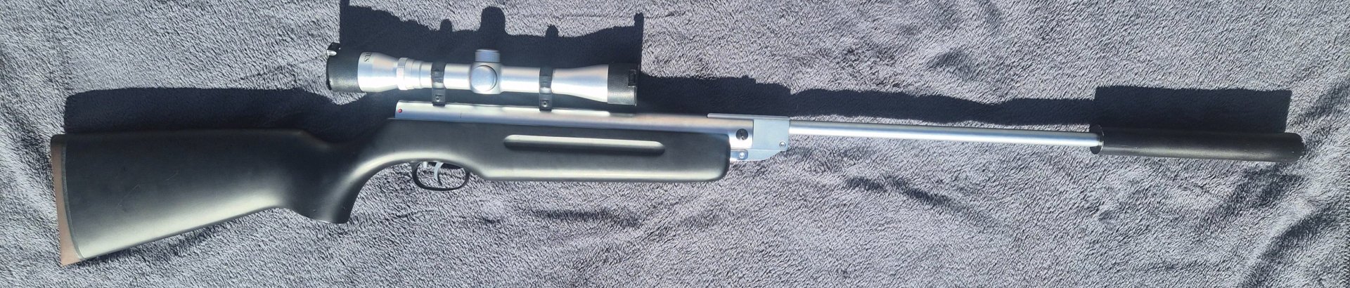 Luftgewehr Weihrauch HW 35 K (Stainless-Look) + Hubertus ZF 4x32 + Schalldämpfer – Bild 1