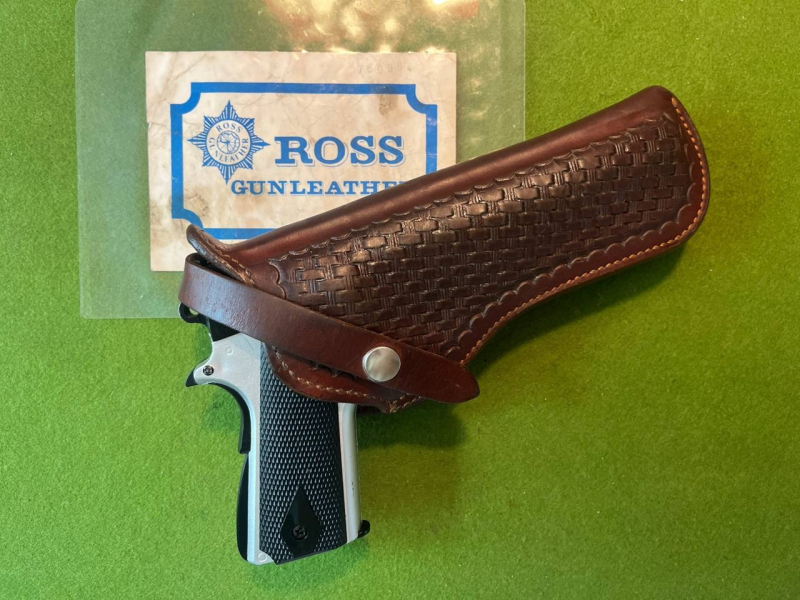 MASSIVES ROSS KORBFLECHT HOLSTER COLT 1911 AUCH GRÖßREVOLVER 357MAG K/L FRAME COLT PYTHON 5,0"-6,0" – Bild 2