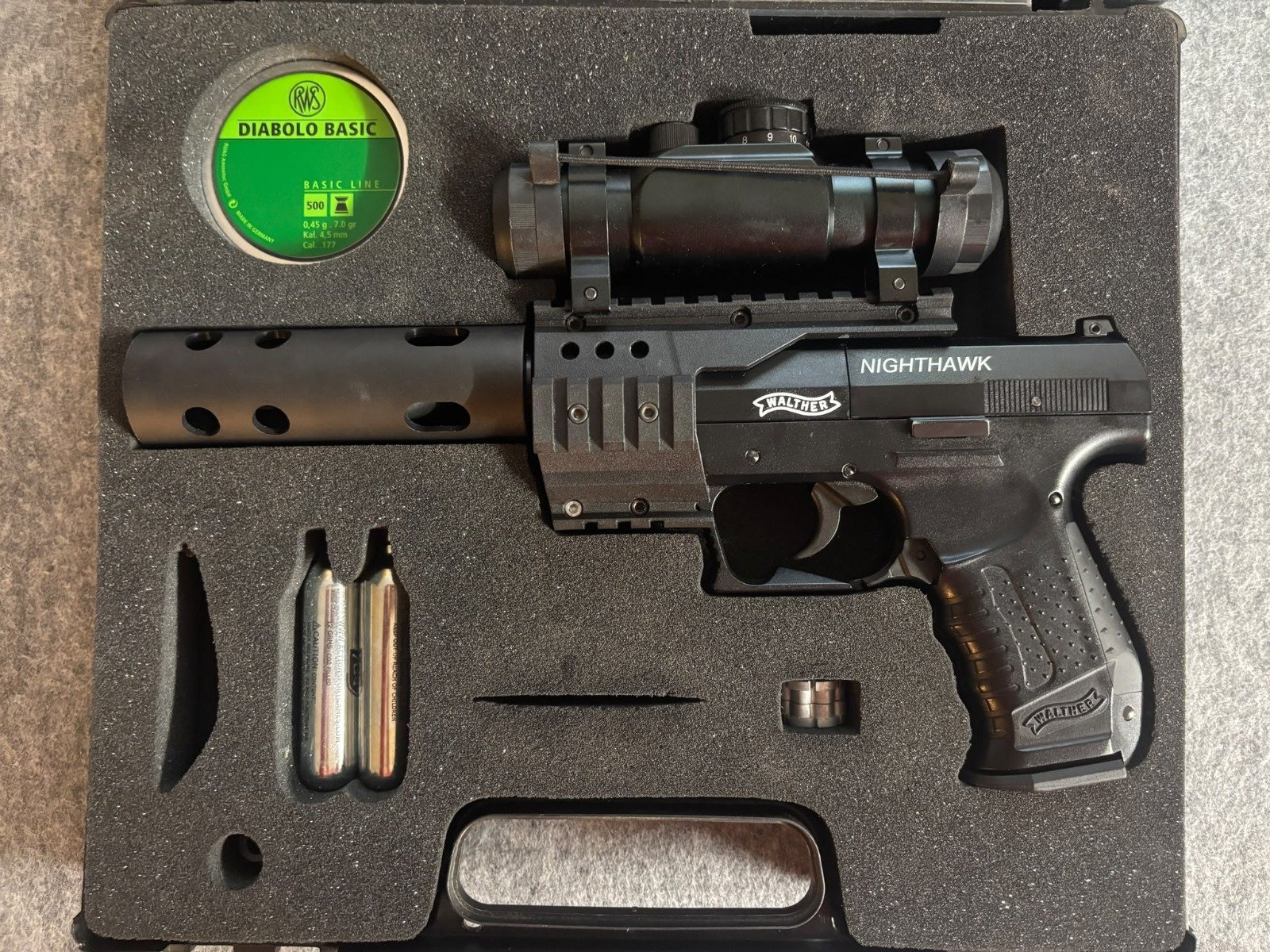 Walther Nighthawk 4,5 mm Diabolo - Co2-Pistole im Koffer – Bild 3