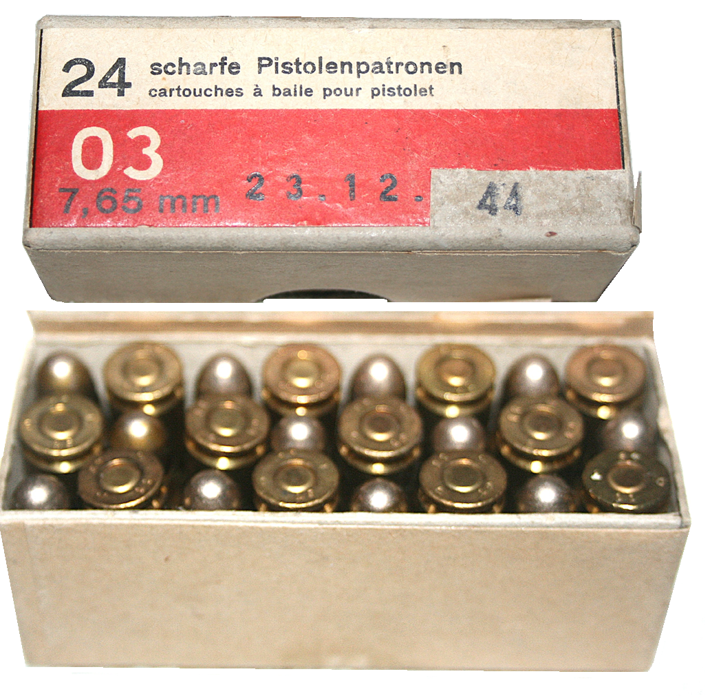 schweizer Päckchen Patronen 7,65 Parabellum für die Piatole 06 – Bild 1