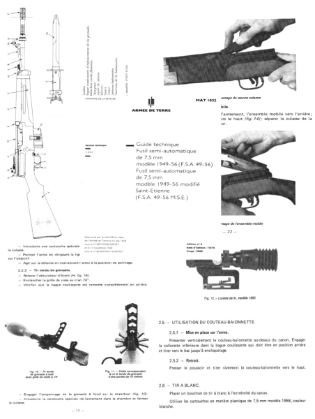 Nachdruck Bedienungsanleitung französisches Selbstlade Gewehr MAS 49-56 – Bild 1