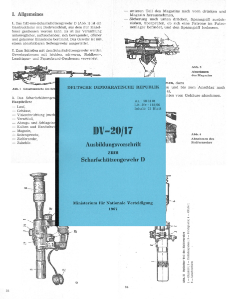 Nachdruck DDR NVA Dienstvorschrift zum Scharfschützen-Gewehr D "DRAGUNOW" – Bild 1