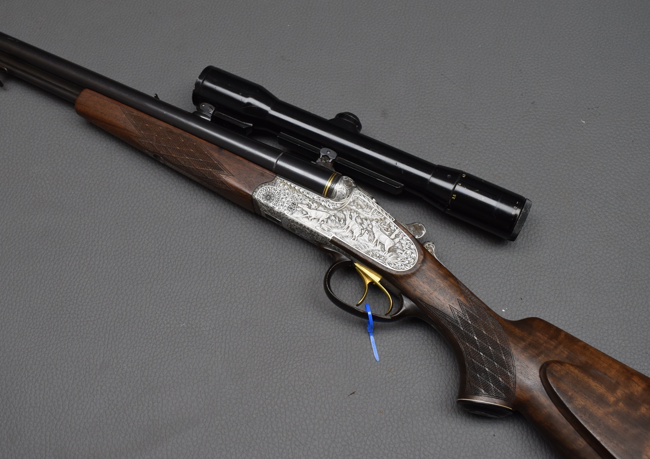 Seitenschloss Krieghoff Neptun -T- Primus, Kettner Köln, graviert Kaliber 16/70 7x57R, sehr gut – Bild 1