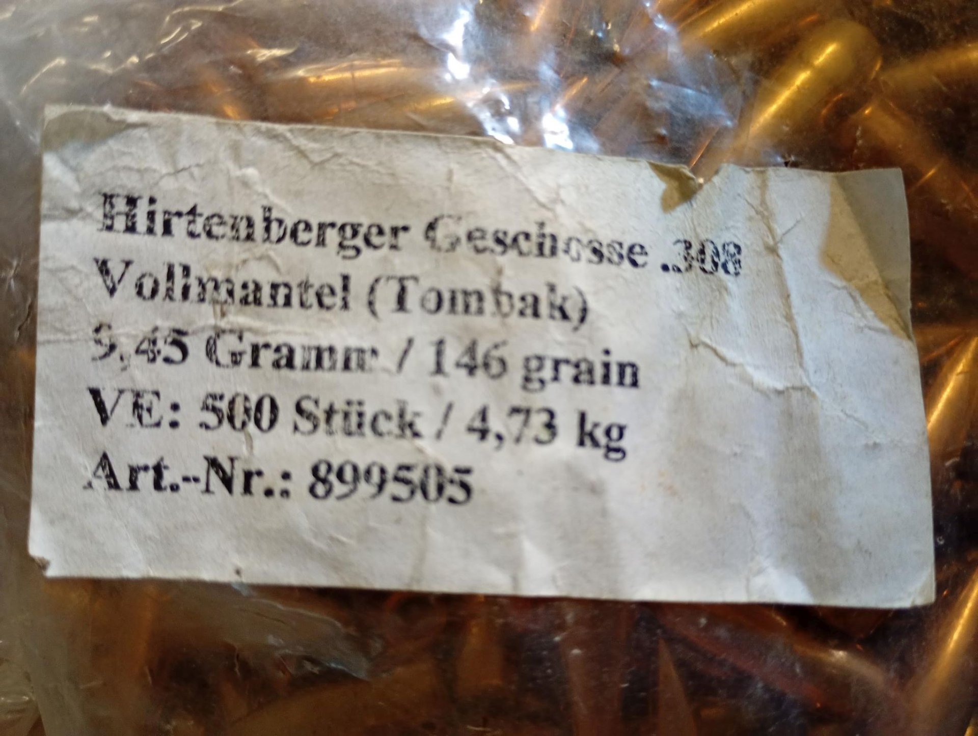 Hirtenberger Geschosse .308 win Vollmantel BT 146 grain 16,5 Kg 1700Stück – Bild 1