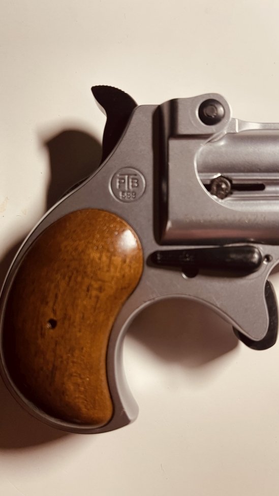 *** Norris Twinny Derringer, Kaliber 9mmR.K., vernickelt mit Holster *** – Bild 5