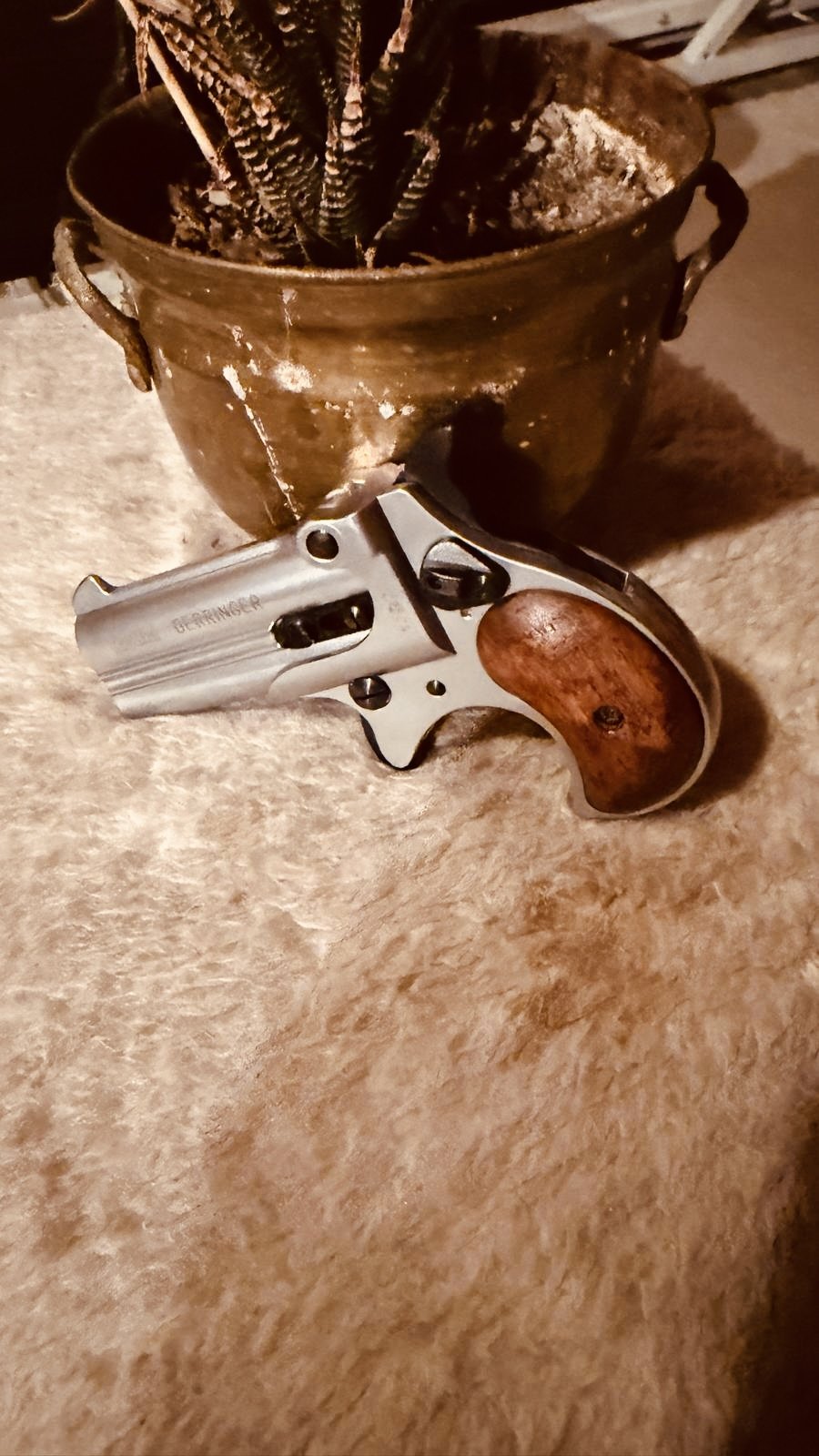 *** Norris Twinny Derringer, Kaliber 9mmR.K., vernickelt mit Holster *** – Bild 3