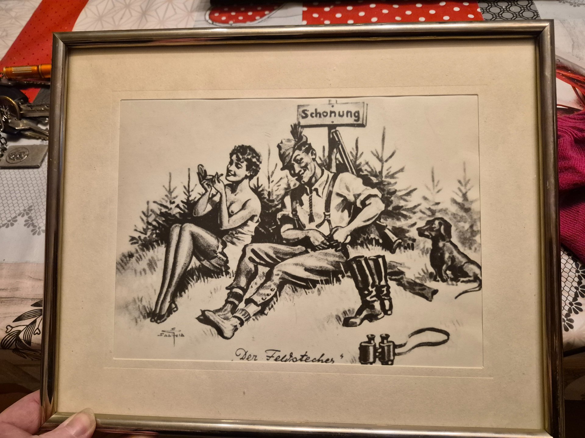 Bild lustig "Der Feldstecher" Jagd – Bild 1
