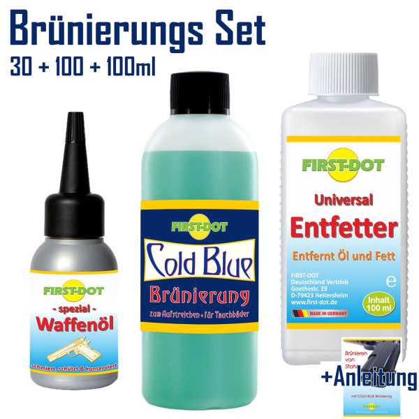 Brünierung-Set für Stahl, 4-teilig! Brünierung, Entfetter, Öl und Anleitung! >NEU! das TOP-Set!< – Bild 1