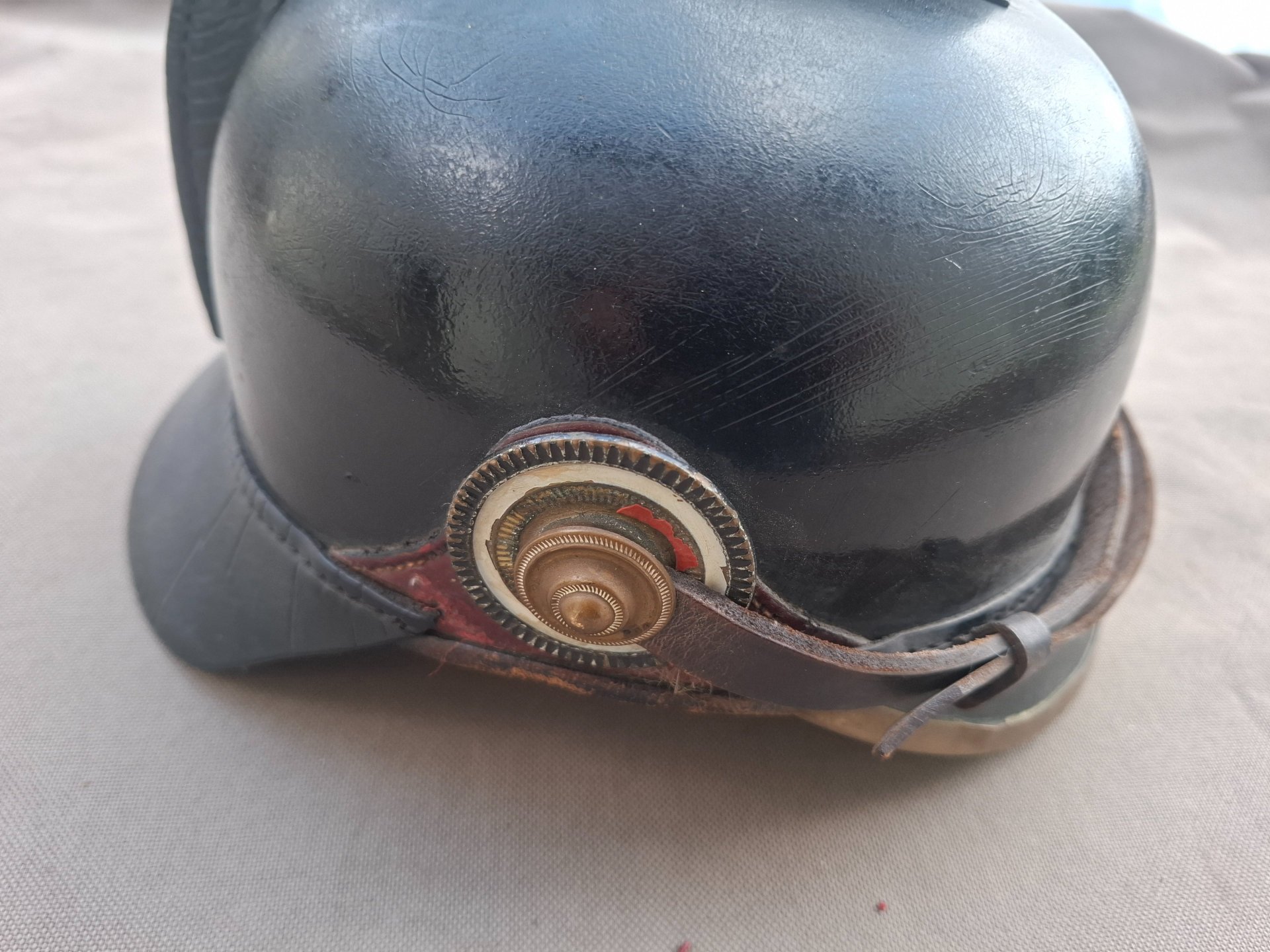 Sachsen Lederhelm Pickelhaube Stahlhelm Feuerwehr – Bild 3