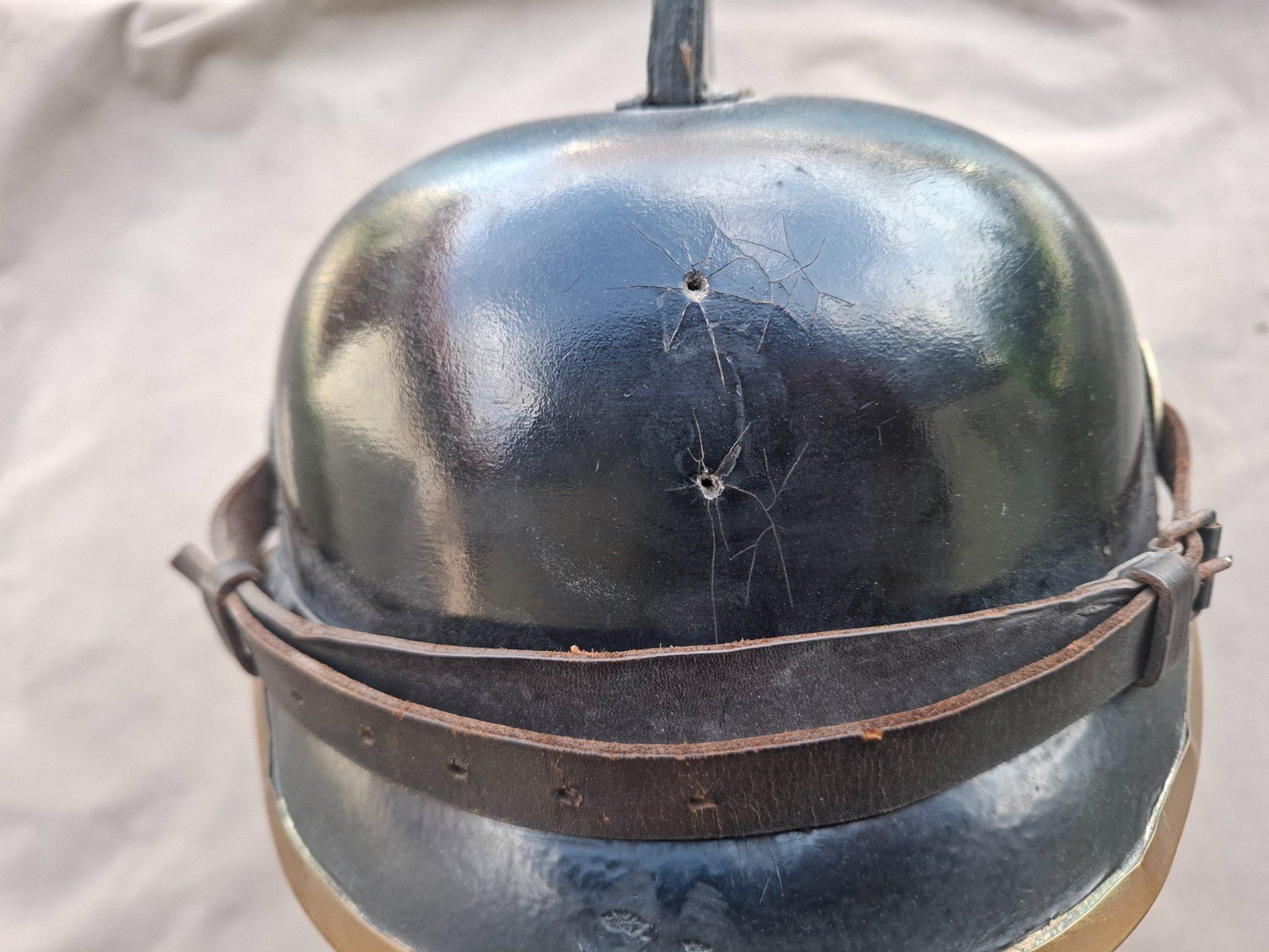Sachsen Lederhelm Pickelhaube Stahlhelm Feuerwehr – Bild 7