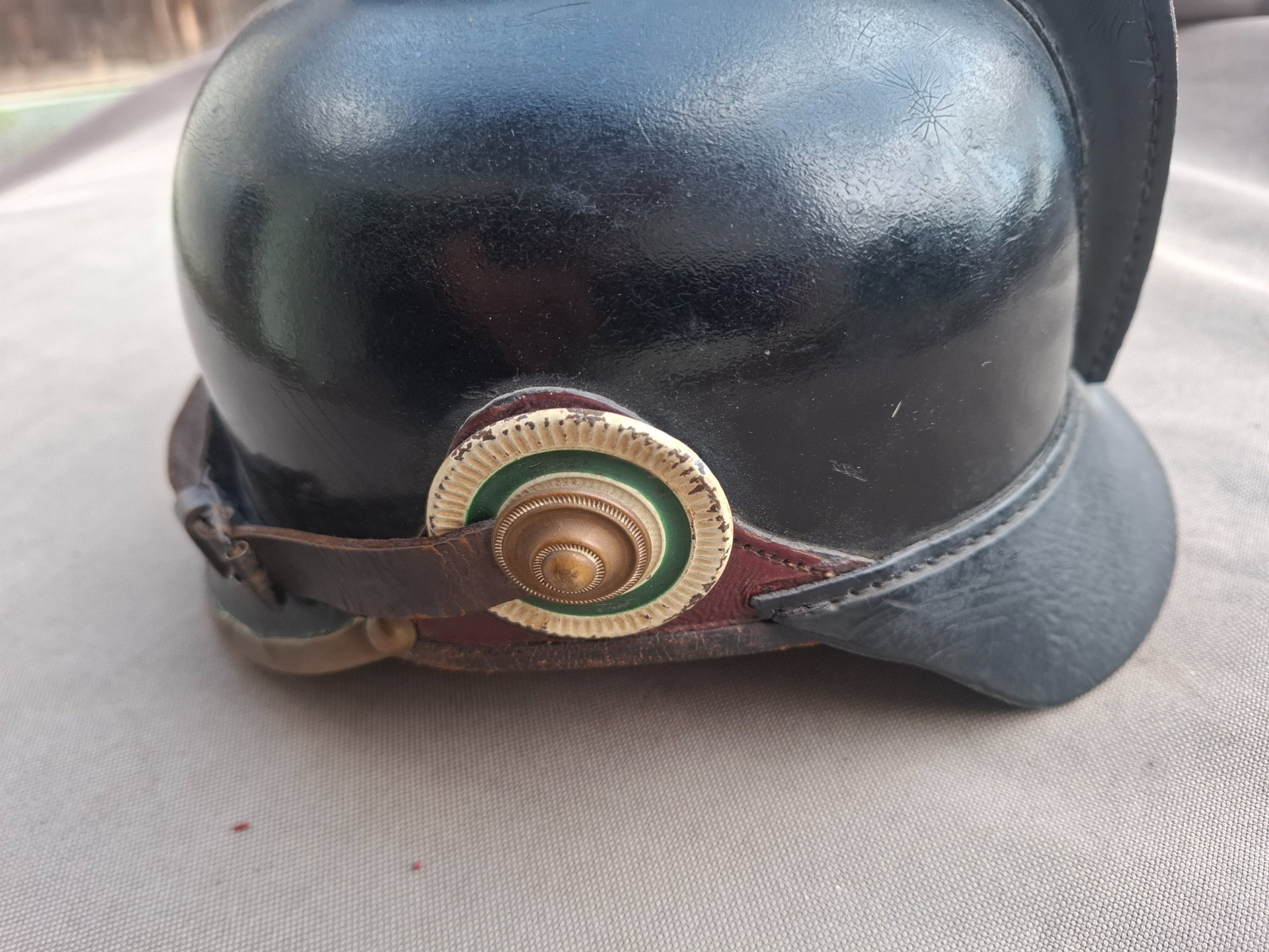 Sachsen Lederhelm Pickelhaube Stahlhelm Feuerwehr – Bild 2