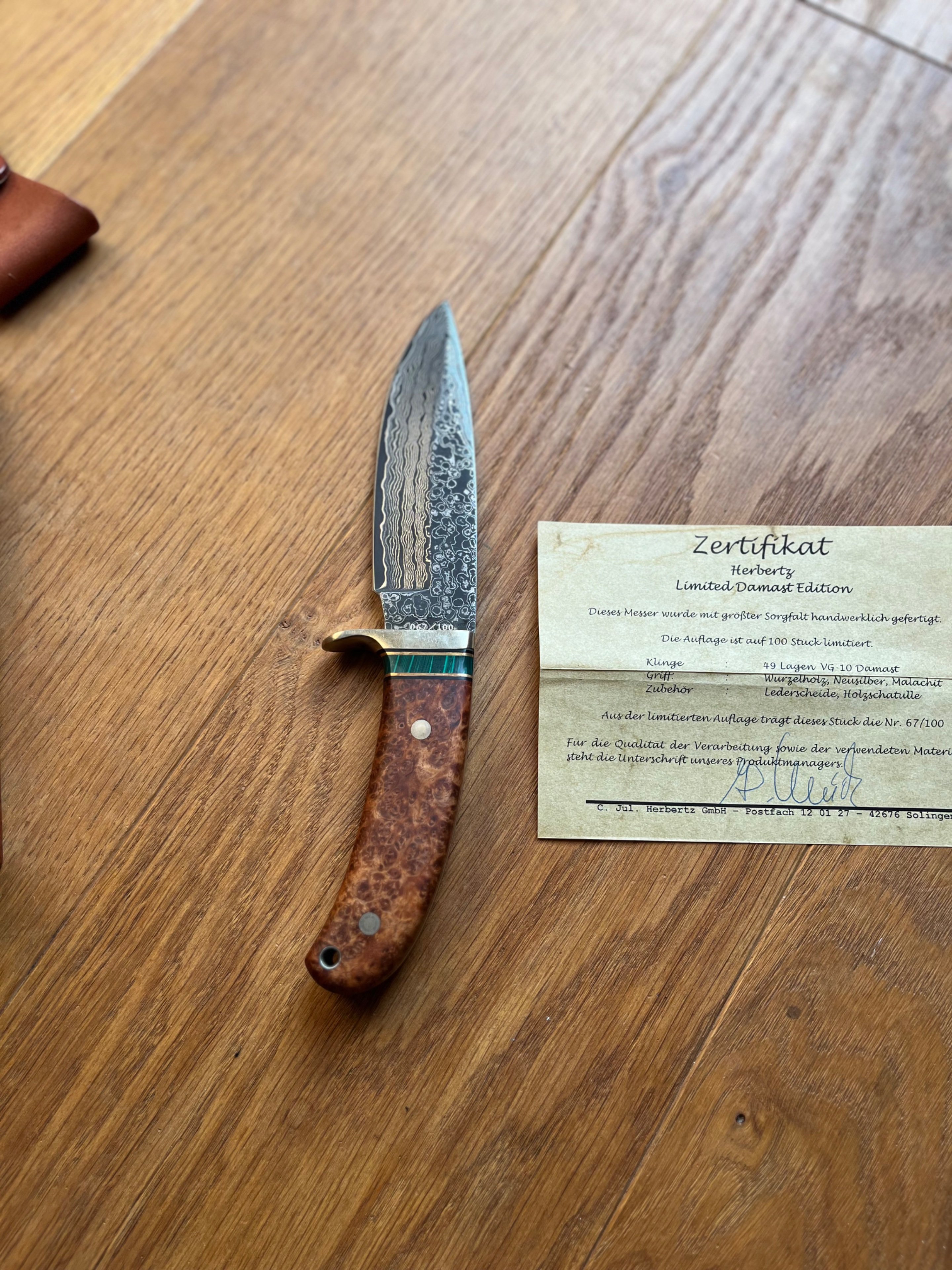 Jagdmesser Solingen Japanischer VG-10 Damast stahl nr 67 von 100 – Bild 3