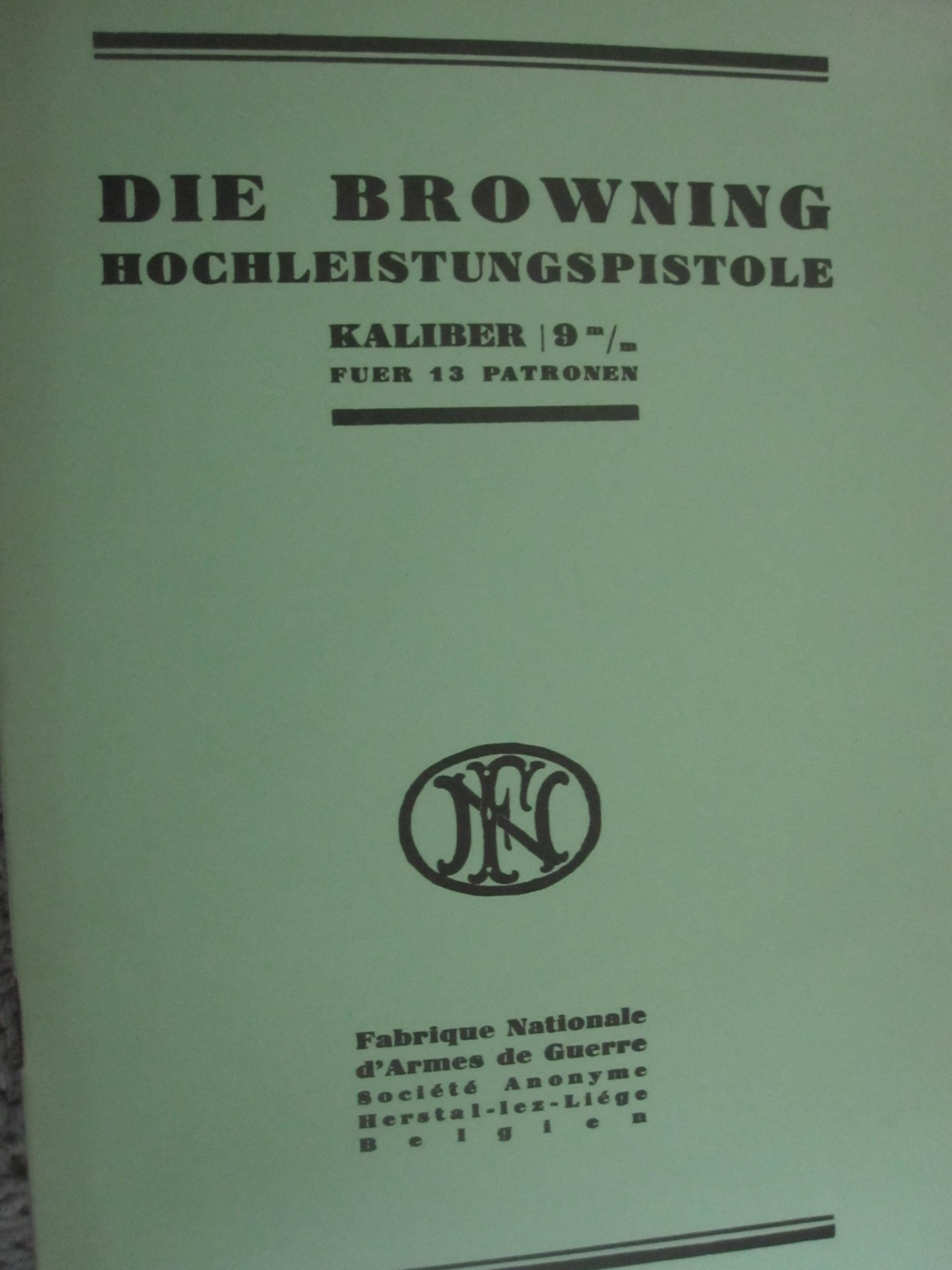 Dienstvorschrift, Beschreibung und Nutzung Pistole Browning Pistole Mod. 35 HP – Bild 1