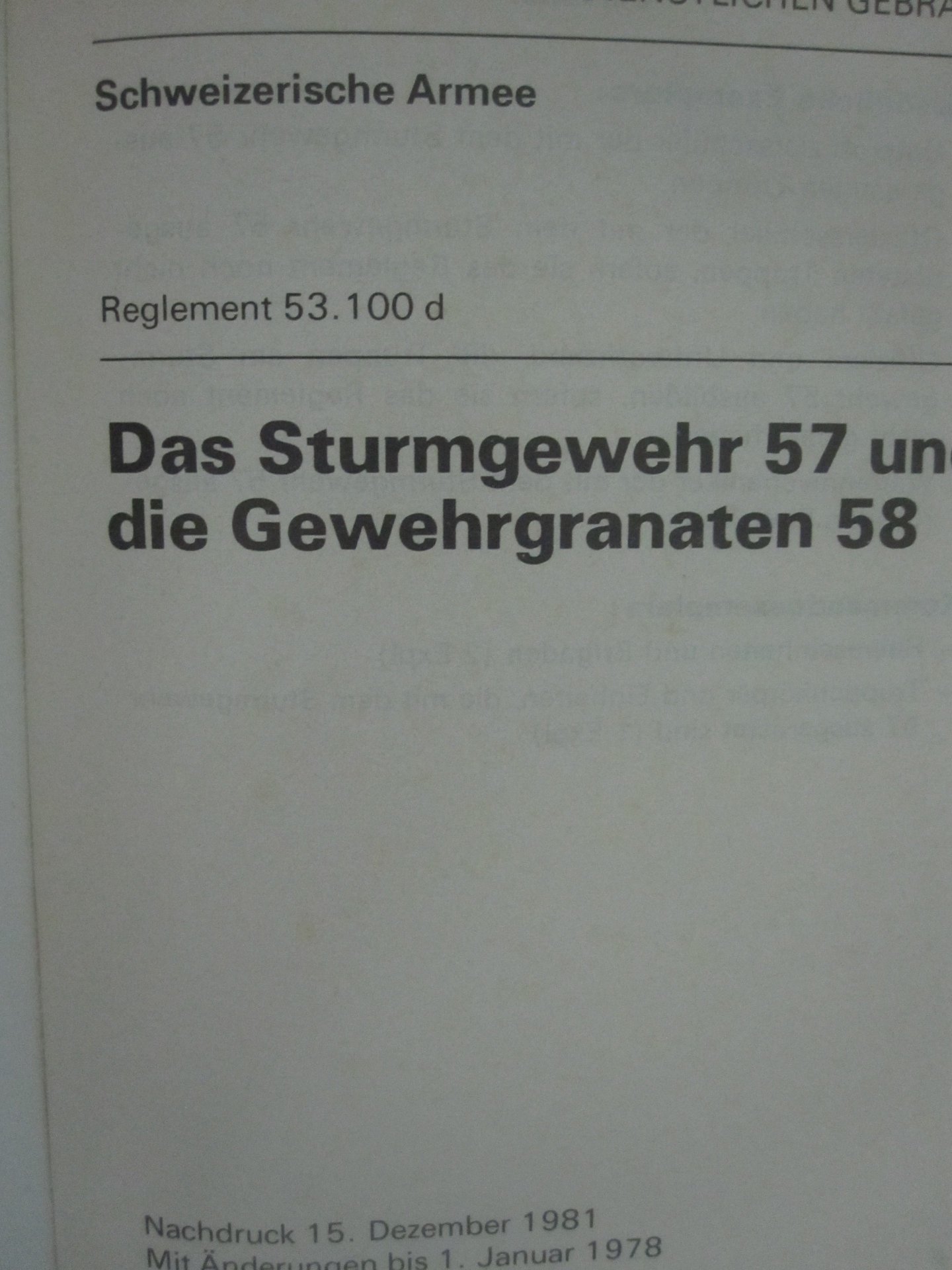 schweizer Dienstvorschrift für StG 57 und Gewehrgranaten 58 – Bild 1
