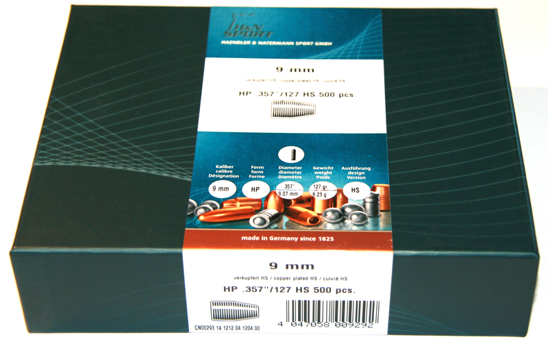 500St. H&N Geschosse .357 HP HS 127grs - .357 / 9mm | Haendler&Nattermann BLEIGESCHOSSE – Bild 1