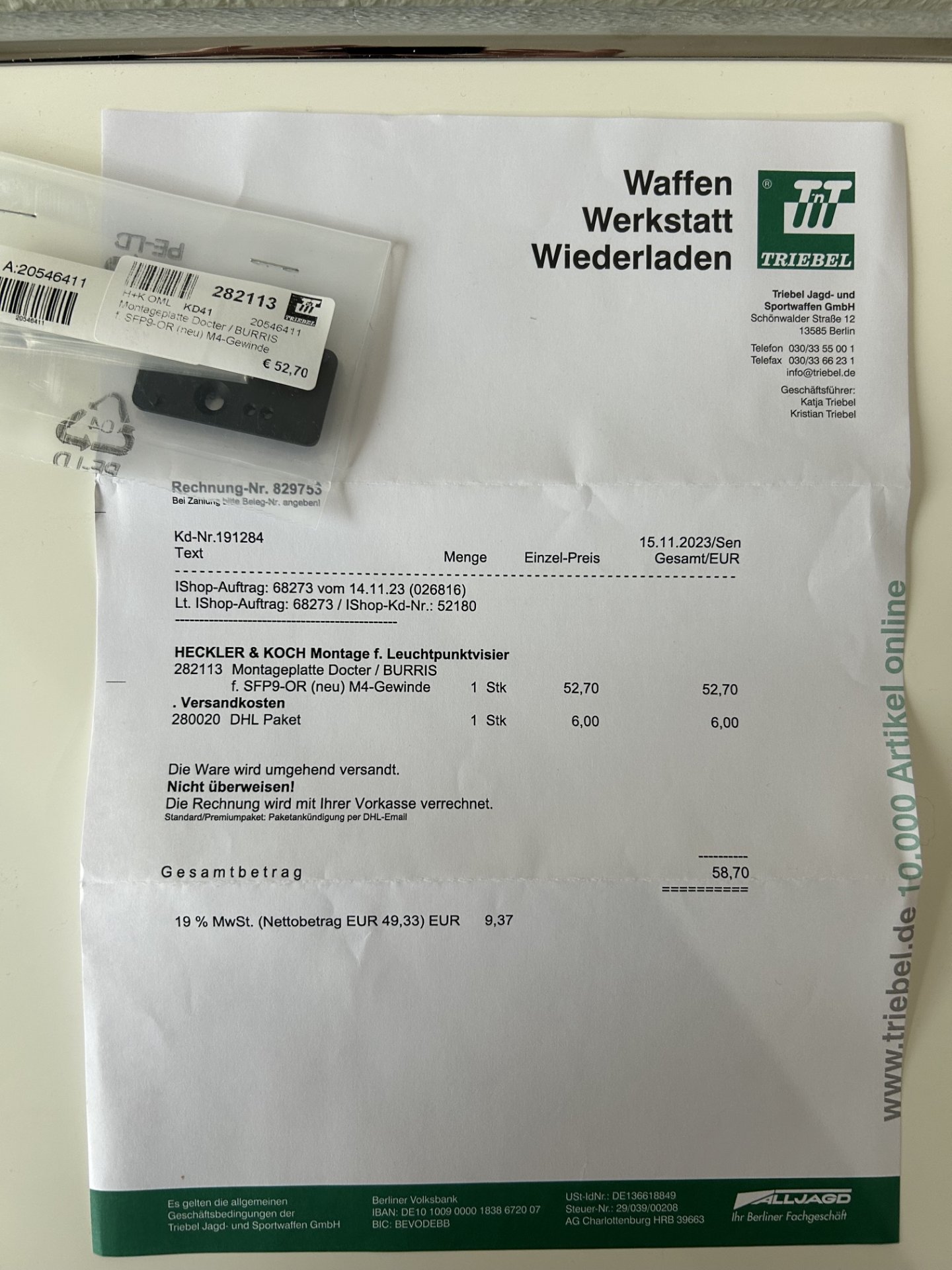 Burris FastFire 2 – 4 MOA Leuchtpunktvisier inkl. original HK-Montageplatte für SFP9 OR – unbenutzt – Bild 4