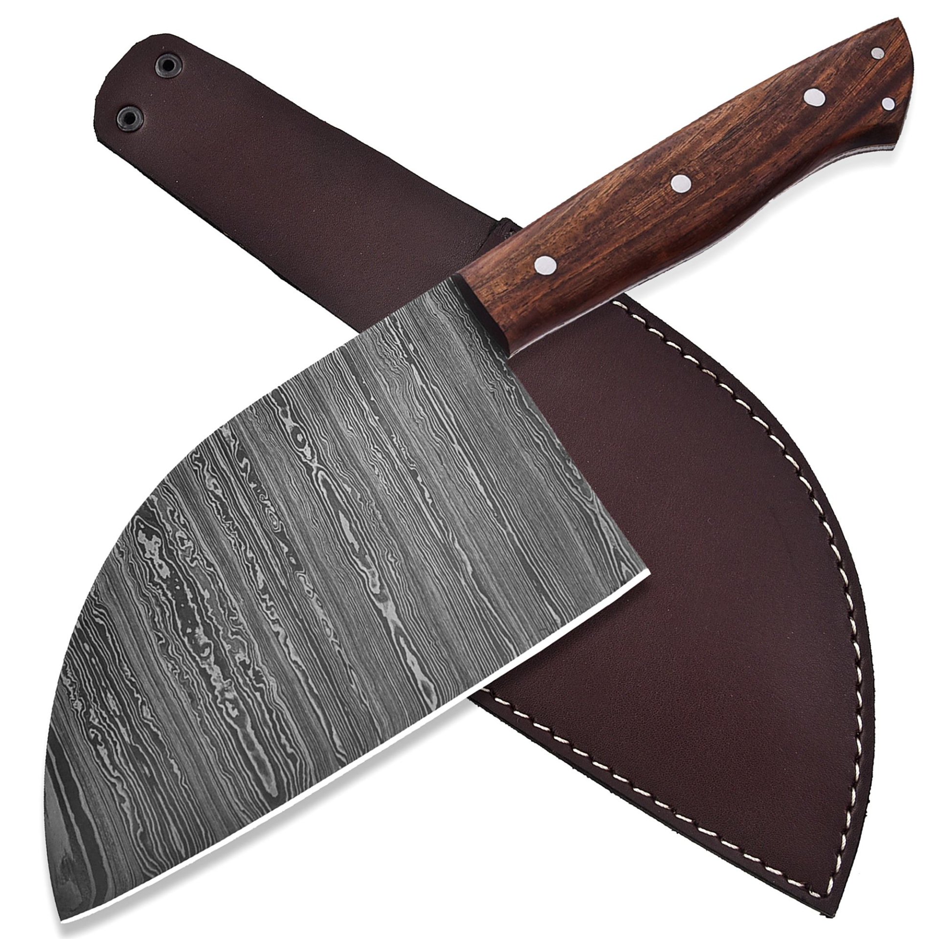 Damascus Steel Chef Hack Beil Klinge Hack Küchen Messer With WOOD Handle – Bild 1