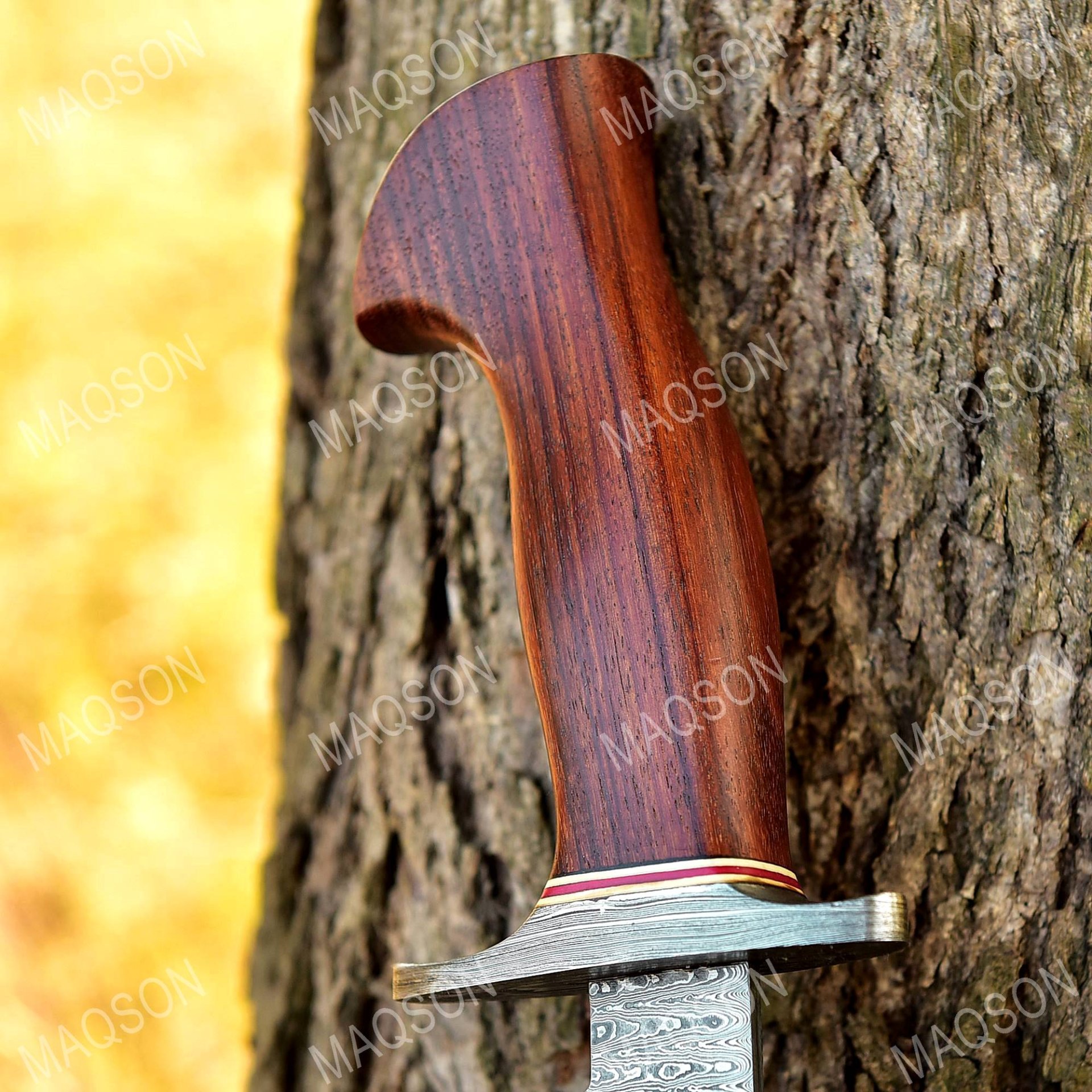 Custom Handmade Damascus Steel Hunting Bowie Knife Wiht Wood. – Bild 5