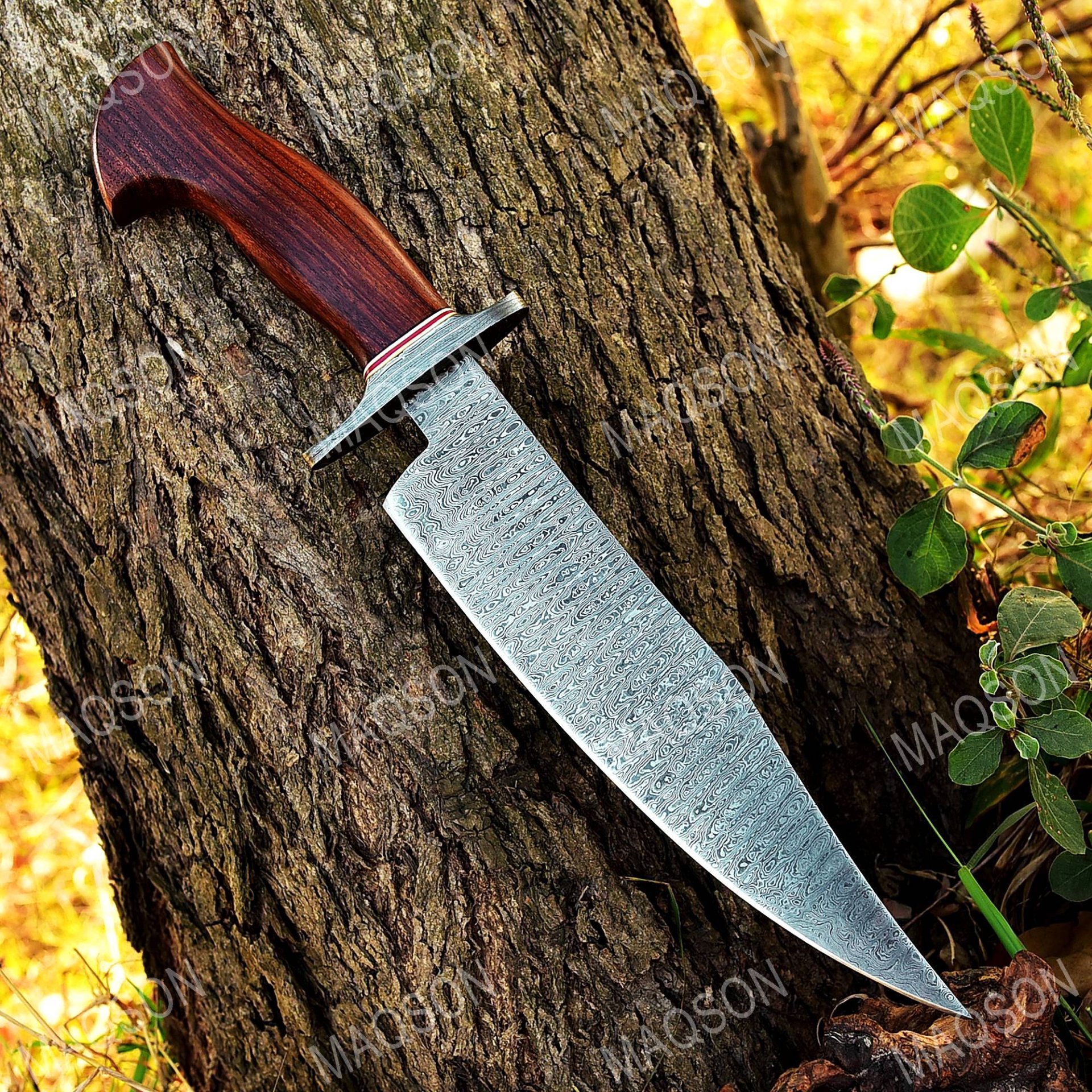 Custom Handmade Damascus Steel Hunting Bowie Knife Wiht Wood. – Bild 2