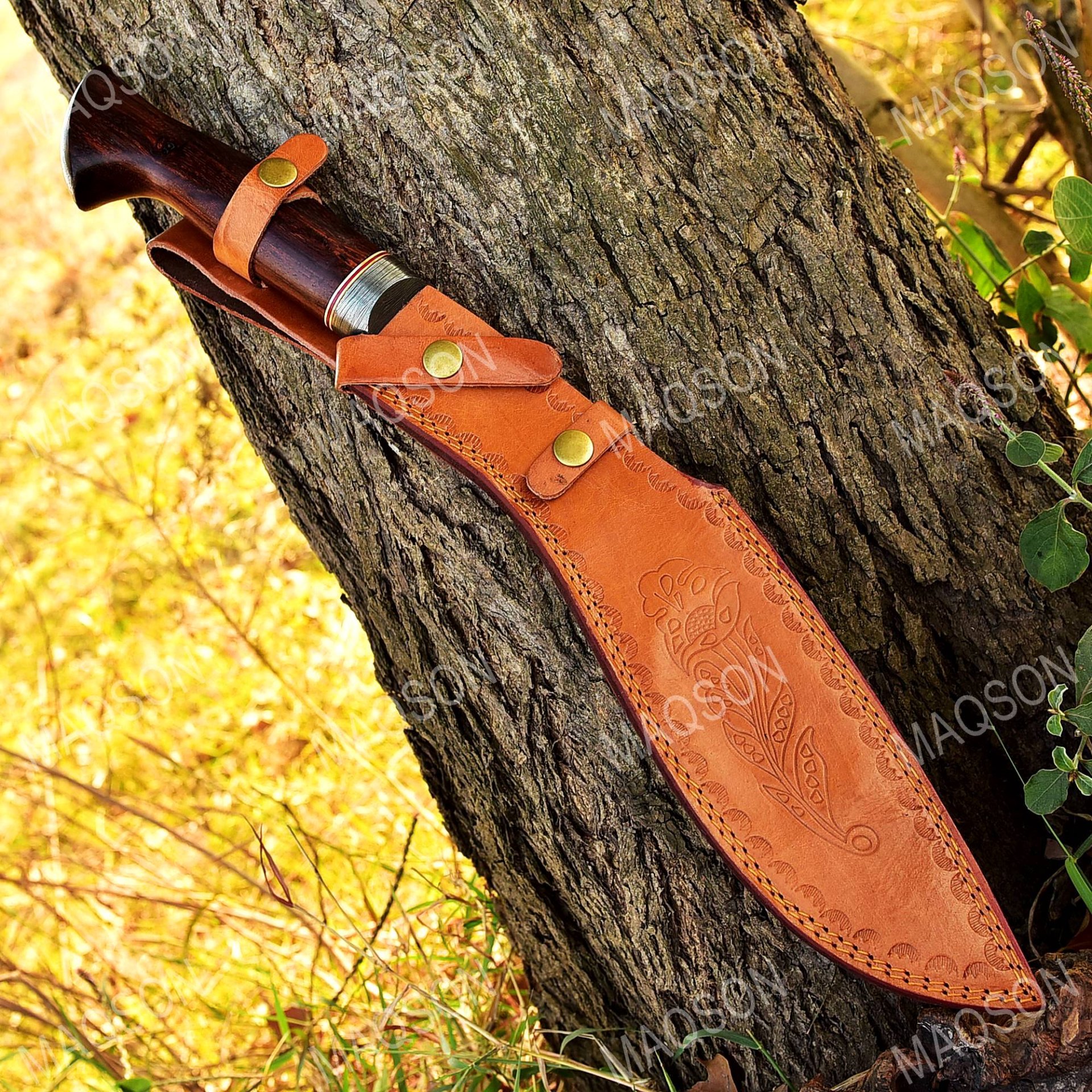 Custom Handmade Damascus Steel Hunting Bowie Knife Wiht Wood. – Bild 3