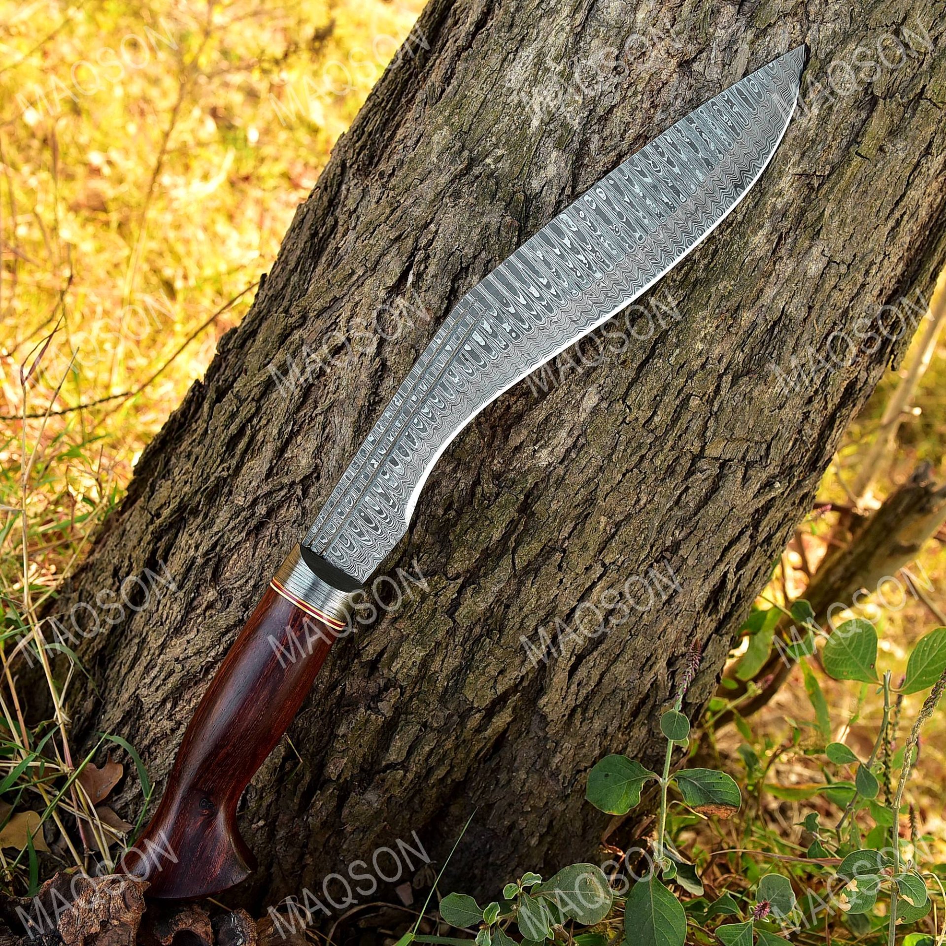 Custom Handmade Damascus Steel Hunting Bowie Knife Wiht Wood. – Bild 4