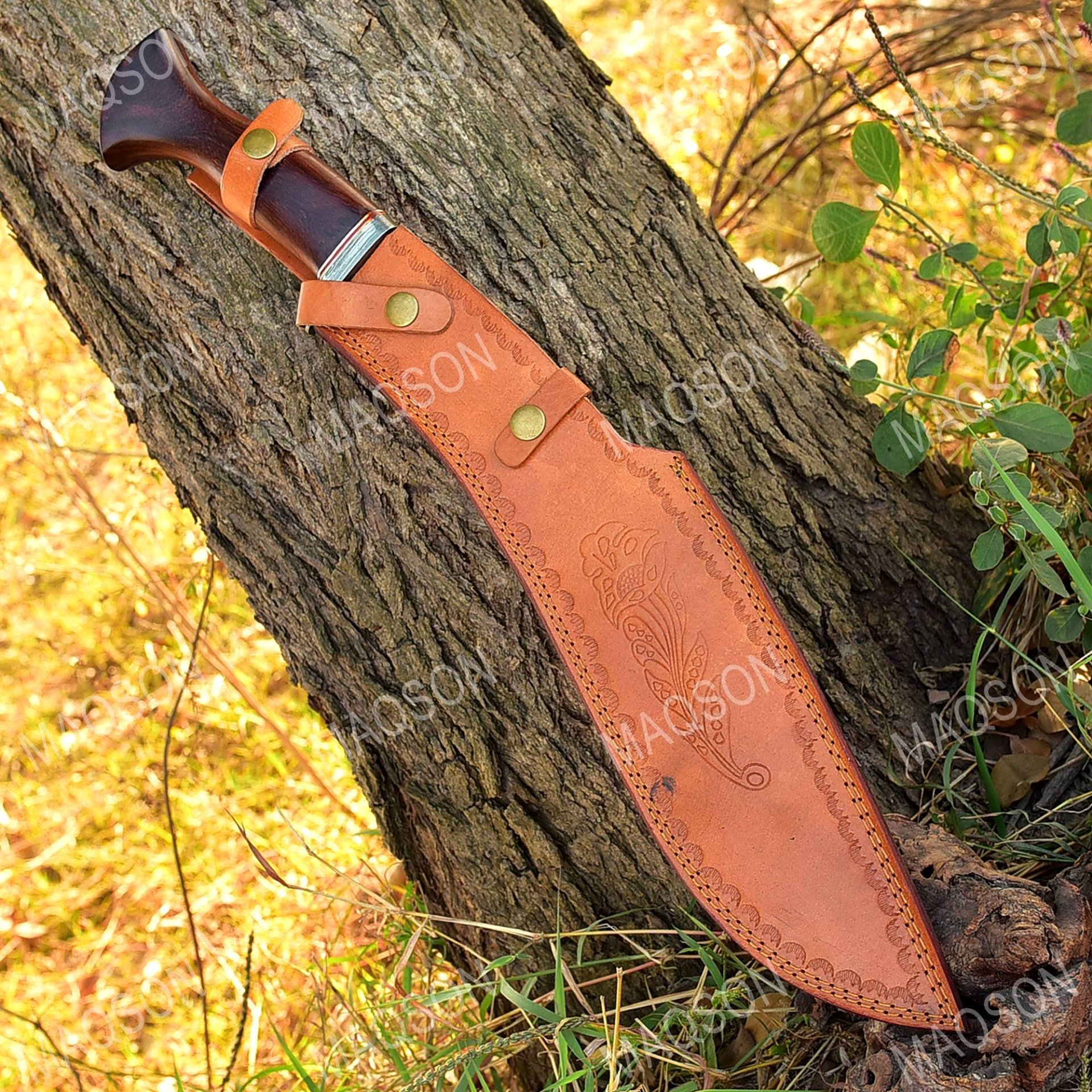 Custom Handmade Damascus Steel Hunting Bowie Knife Wiht Wood. – Bild 5