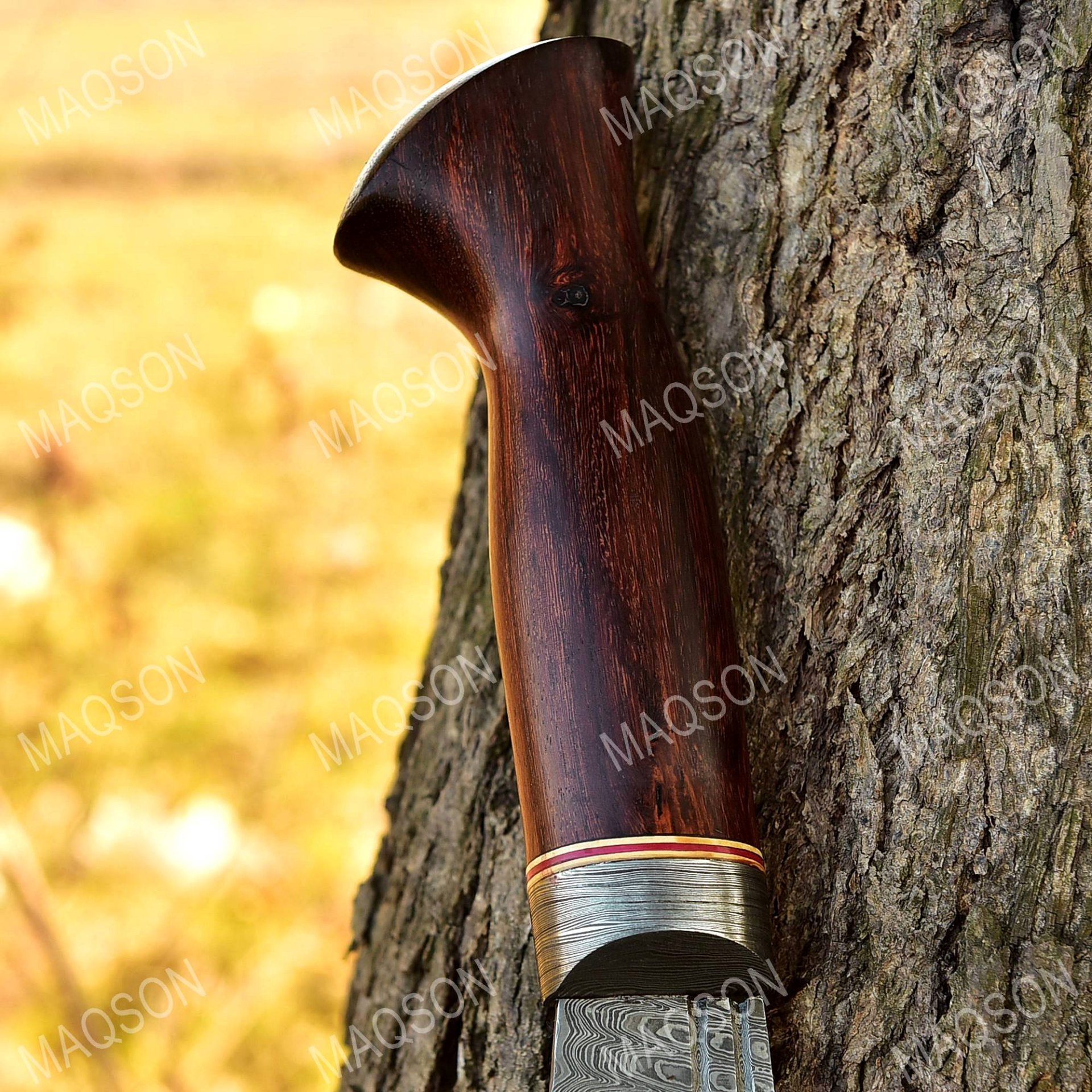 Custom Handmade Damascus Steel Hunting Bowie Knife Wiht Wood. – Bild 6