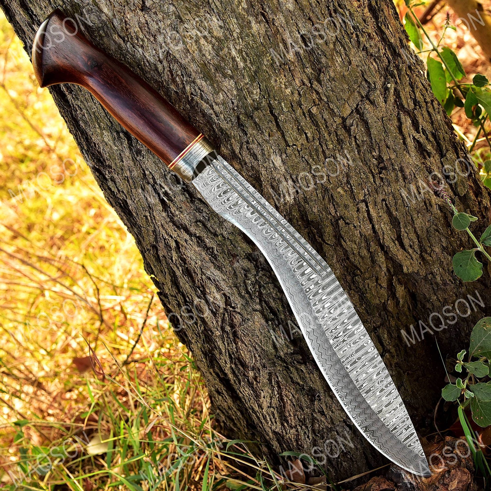 Custom Handmade Damascus Steel Hunting Bowie Knife Wiht Wood. – Bild 2