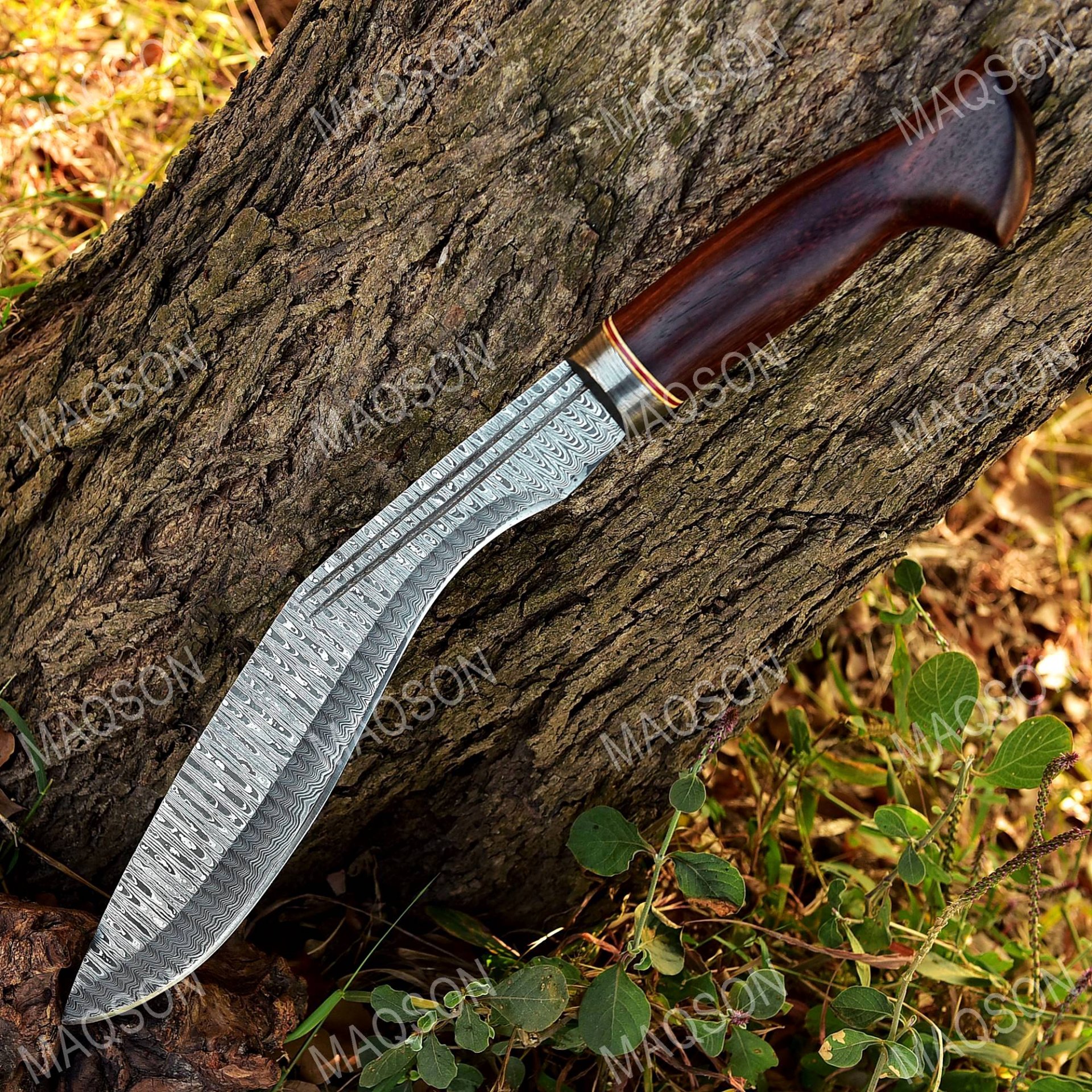 Custom Handmade Damascus Steel Hunting Bowie Knife Wiht Wood. – Bild 1