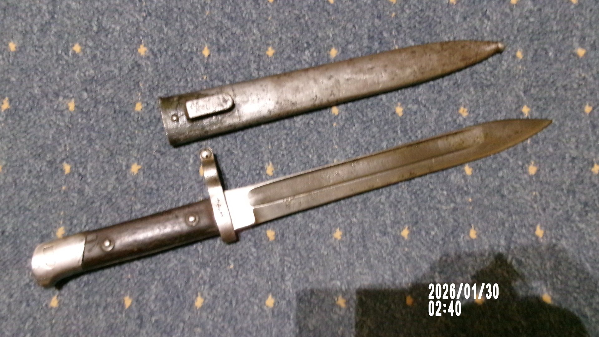 Notbajonett Ersatzseitengewehr Österreich M1888 deutsche Fertigung W17 Bajonett Feldgrau Selten – Bild 2