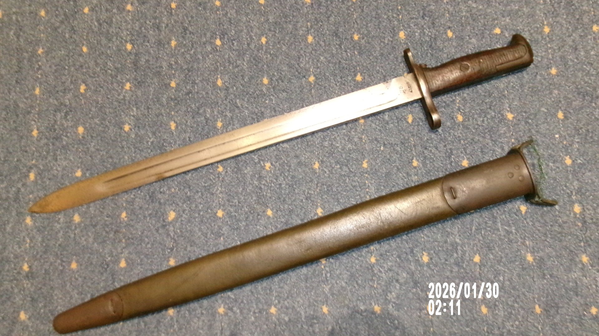 Original frühes US Springfield Bajonett M1905 lang, von 1906, aus dem 1 WK, erste Produktion – Bild 1