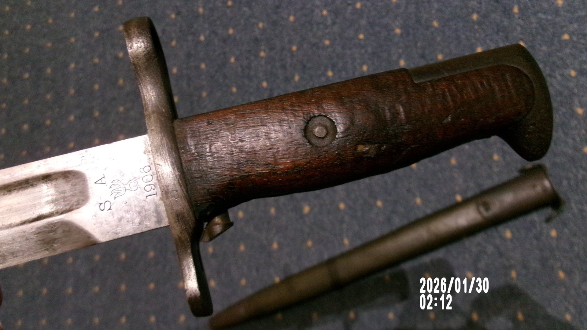 Original frühes US Springfield Bajonett M1905 lang, von 1906, aus dem 1 WK, erste Produktion – Bild 3