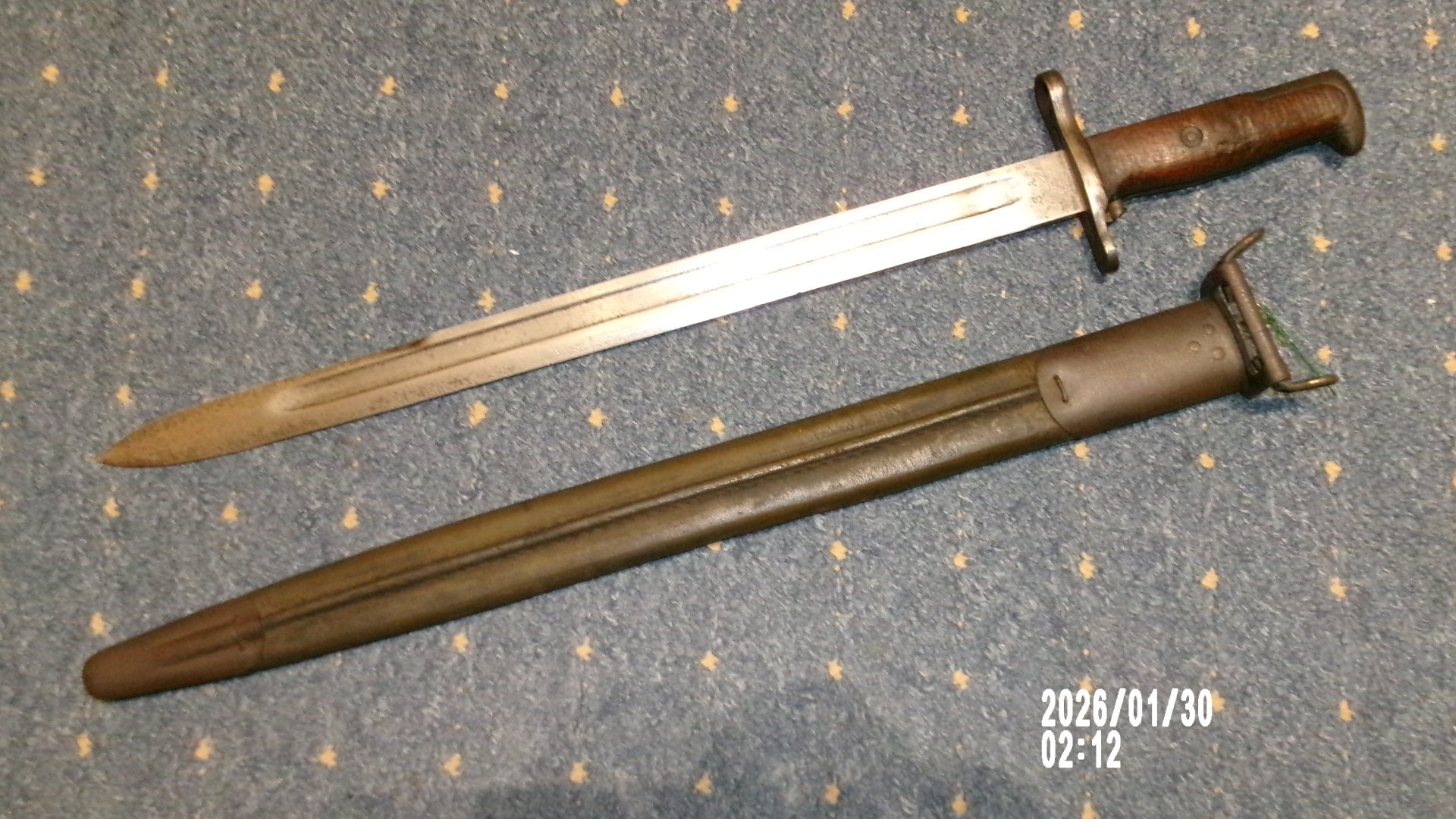 Original frühes US Springfield Bajonett M1905 lang, von 1906, aus dem 1 WK, erste Produktion – Bild 2
