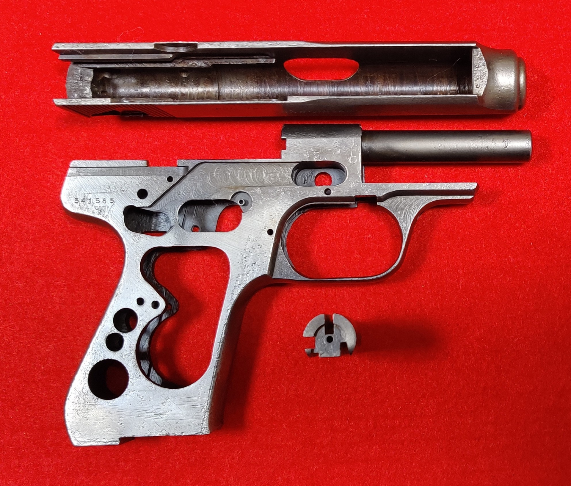 Pistole Sauer & Sohn Mod. 38, Kal. 7,65mm, Verschluß und Griffstück ohne Kleinteile, blank glasperlg – Bild 3