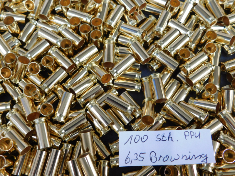 .25 Auto 6,35 Browning Boxer-Hülsen C-160 PPU 100 Stk. – Bild 1