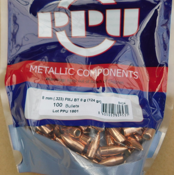 8mm/.323-124grs. FMJ PPU 100 stk #B-424# SSZ Berka – Bild 1
