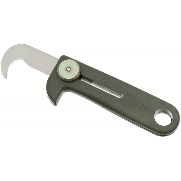 Notfallmesser / Haken Cuttermesser f. Fallschirmspringer - Oliv – Bild 1