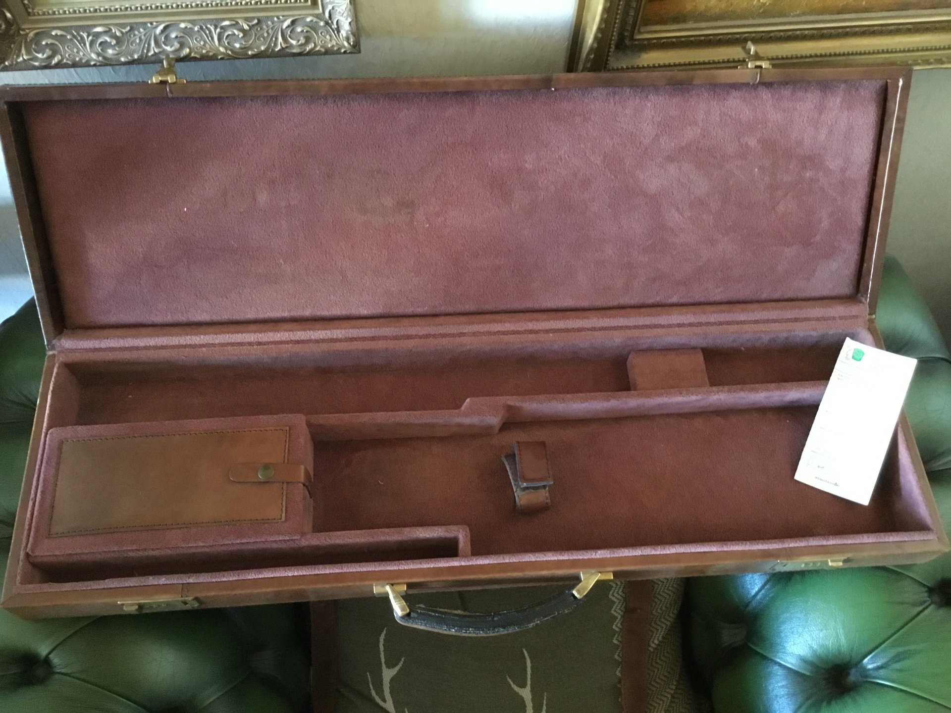 Flintenkoffer Waffenkoffer Gewehrkoffer Leder Gevelot Paris – Bild 4