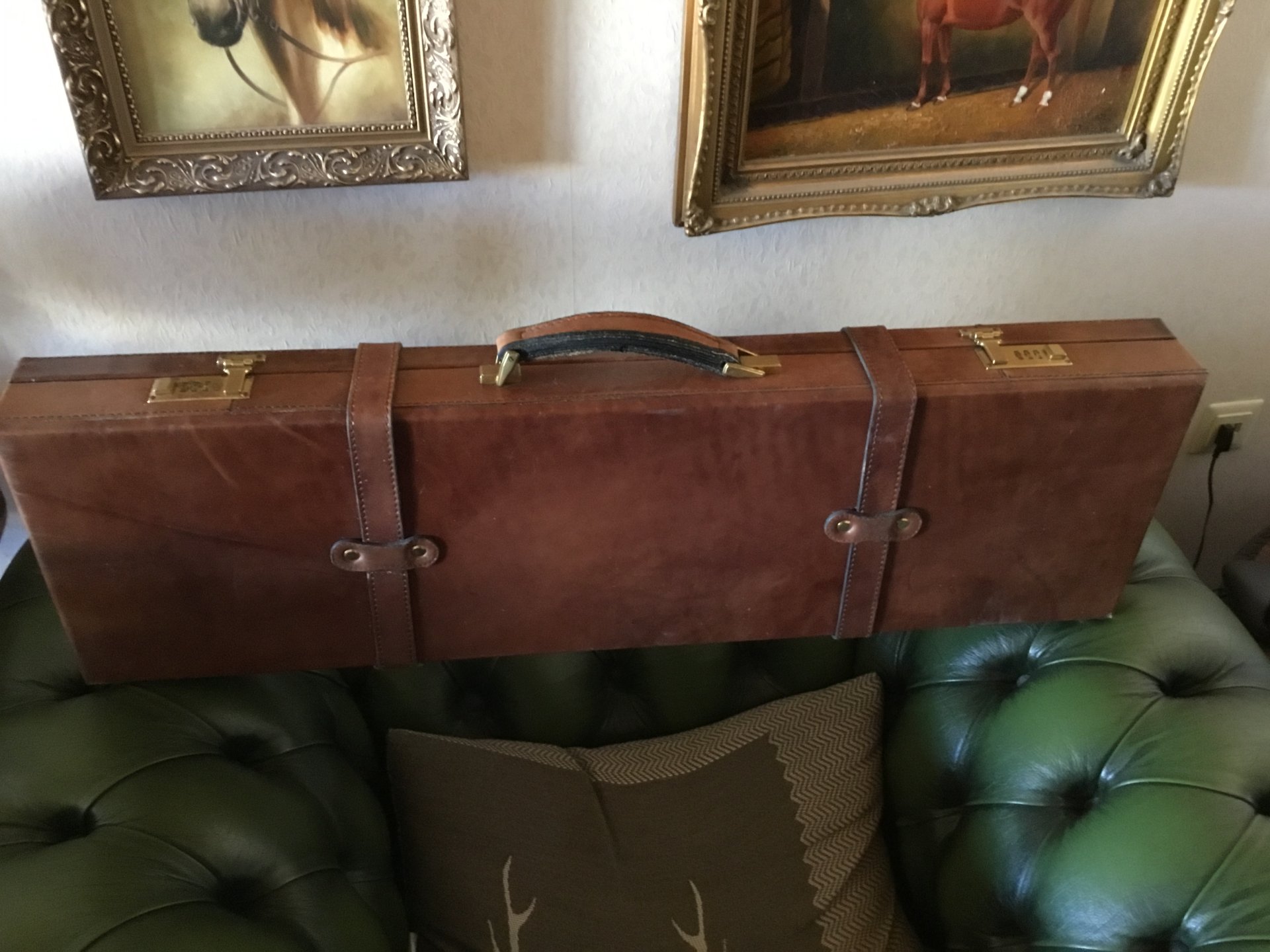Flintenkoffer Waffenkoffer Gewehrkoffer Leder Gevelot Paris – Bild 2