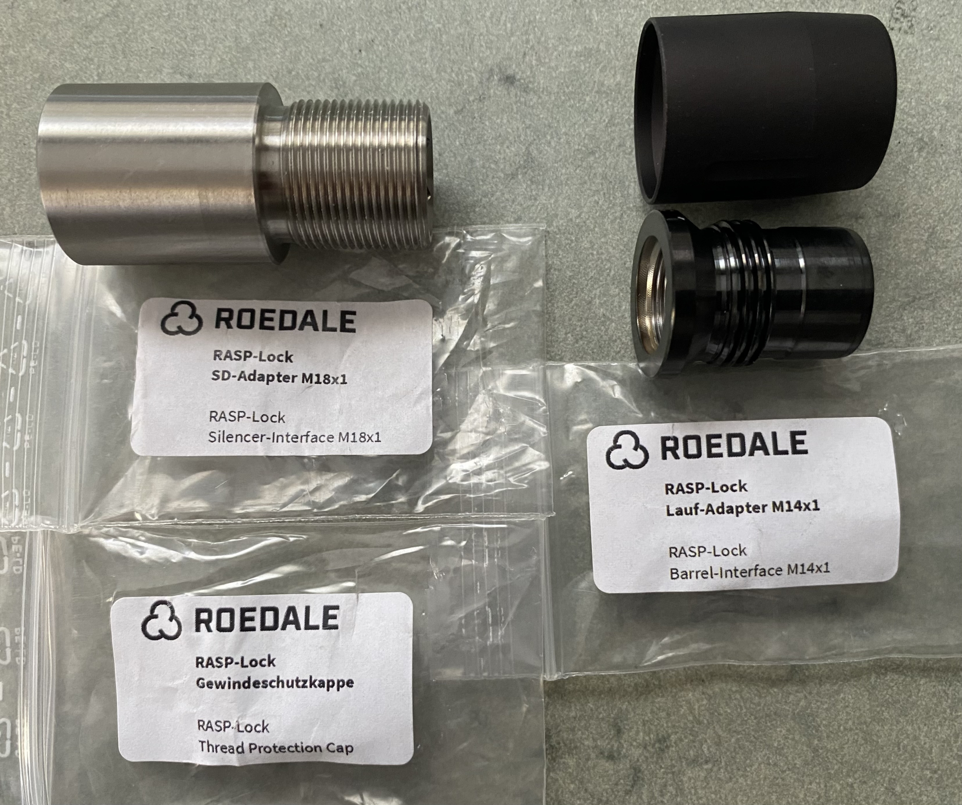 RASP Set Roedale Schalldämpfer Schnellverschluß M14x1 - M18x1 – Bild 1