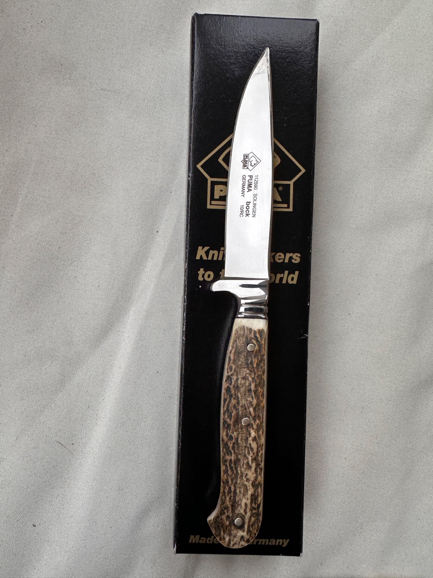 PUMA bock Solingen Jagdmesser / Trachtenmesser (112590) – Hirschhorn – Bj. 2016 – OVP & Papiere – Bild 1
