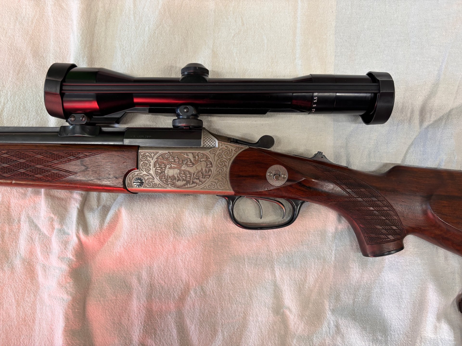 Blaser Bockbüchsflinte 12/70 & .222 Rem. mit Zeiss Divari Z 1,5-6 x 42 – Bild 2