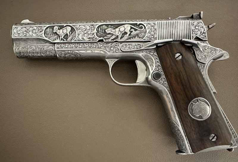 customgravierter COLT 1911 Kal. .45ACP VOLLGRAVUR weltweiter Unikat mit dt. Beschuß – Bild 1
