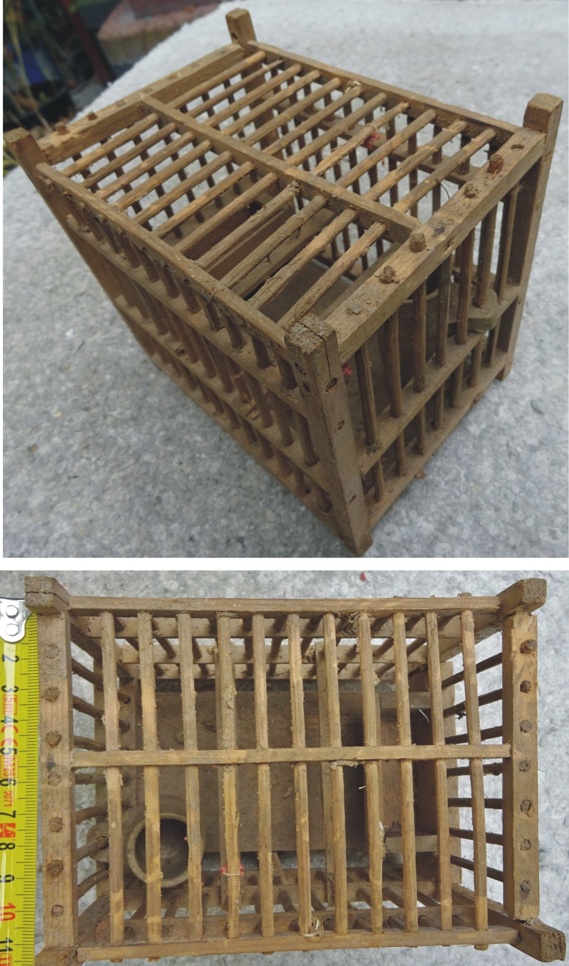 Uralter kleiner Holz-Vogelkäfig – Bild 1
