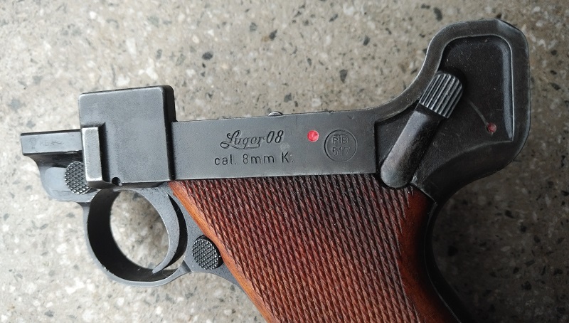 Luger 08!!! Griffstück mit Magazin vom Klassiker Record 08 mit seltenem >Luger< Schriftzug! PTB 517 – Bild 1