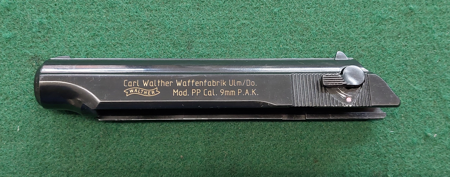 Verschluss (Schlitten) Walther Mod. PP Sondermodell (Goldene Schleife) Kal. 9mm PAK PTB: 620 – Bild 1